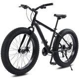 Wolf's Fang Bicycle 26*4.0 Inch 24 Speed Aluminum Alloy Mountain Bike Fat MTB Snow Wide Tire All Black Outdoor Cycling Gift Men