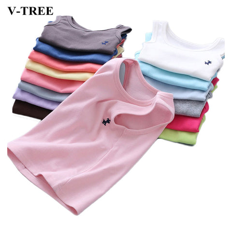 V-TREE Boys T-shirt Cotton Girls Tops Colored Kids Underwear Model Baby Camisole Toddler Undershirt Children Singlets