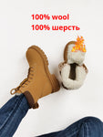 QUTAA 2023 Winter Casual Warm Wool Women Ankle Boots Genuine Leather Platforms Shoes Woman Fashion Motorcycle Boots Size 34-41