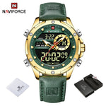 NAVIFORCE Luxury Brand Original Watches For Men Casual Sports Chronograph Alarm Quartz Wrist Watch Leather Waterproof Clock 9208