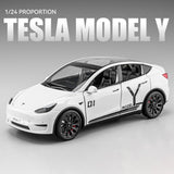 1:24 Tesla Roadster Model Y Model 3 Alloy Toy Car Model Wheel Steering Sound and Light Children&#39;s Toy Collectibles Birthday gift