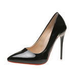 New Red Bottom Large Size 45 Fashion High Heels shoe 12CM Black Pink White Women Stiletto Wedding Pointed Heel Shoes