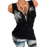 Sexy Harajuku Tshirt Blusas T Shirt Women Sleeveless Casual Y2K Top Tee Fashion Black Red Summer T-Shirt Woman Clothes V-Neck