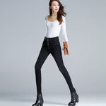 Women Winter velvet Jeans High Waisted jeans Skinny Pants Elastic Waist Casual  Jeans For Women Warm Jeans woman jeans