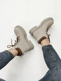 QUTAA 2023 Winter Casual Warm Wool Women Ankle Boots Genuine Leather Platforms Shoes Woman Fashion Motorcycle Boots Size 34-41