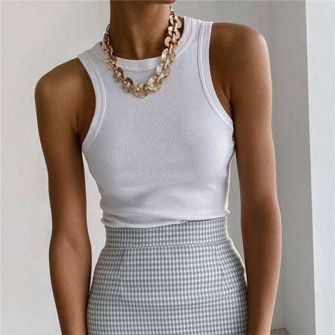 Solid Color Basic Ribbed Knitted Tank Top Women Summer Vintage Sexy Sleeveless Camis Girls Streetwear Soft Tees Tank Top Women