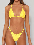 Zrtak Bikini Sexy Triangle Adjust Swimwear Women Bathing Suit Hollow Out Quality Pleated Swimsuit Female Double-Sided Bikini Set