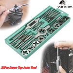 8/12/20Pcs Metric Hand Tap and Die Set M3-M12 Screw Thread Plugs Straight Taper Reamer Tools