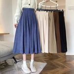 Lucyever Vintage Brown High Waist Pleated Skirt Women Korean Fashion College Style Long Skirt Ladies Autumn Casual A line Skirts