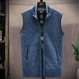 Men&#39;s Sweaters Vest Autumn Winter New Solid Warm Zipper Sweatercoat Sweaters Vest Men Casual Knitwear Sleeveless Male Clothing