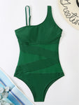 One Piece Swimsuit Women Sexy Mesh Solid Swimwear 2023 New Monokini Beach Bathing Suit Bodysuit Swimming Suits For Female XL