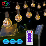 12M 30 LEDS  G40 Solar String Lights Outdoor Patio Lights Solar &amp; USB Powered Waterproof Globe Hanging Lights with Shatterproof