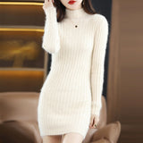 Autumn and Winter 2022 Long Women&#39;s Sweater 100% Mink Cashmere High Neck Knitted Pullover Korean Fashion Soft Women&#39;s Top