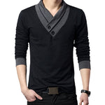 2023 Fashion Brand Trend Slim Fit Long Sleeve T Shirt Men Patchwork Collar Tee V-Neck Men T-Shirt Cotton T Shirts Plus Size 5XL