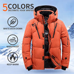 Down Jacket Men White Duck Winter Coat Windproof Warm Parkas Travel Camping Overcoat New in Thicken Solid Color Hooded Clothing