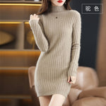 Autumn and Winter 2022 Long Women&#39;s Sweater 100% Mink Cashmere High Neck Knitted Pullover Korean Fashion Soft Women&#39;s Top