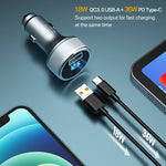 54W Car Charger QC3.0 USB Type C PD Fast Charger Dual Ports Quick Charging Car Adapter For iPhone 13 Huawei Xiaomi Samsung S21