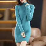 Autumn and Winter 2022 Long Women&#39;s Sweater 100% Mink Cashmere High Neck Knitted Pullover Korean Fashion Soft Women&#39;s Top