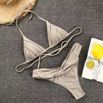 Sexy Micro Bikinis 2023 Women Halter Brazilian Bikini Set Female Pleated Swimsuit New Triangle Swimwear Beach Wear Bathing Suit