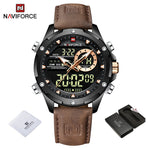 NAVIFORCE Luxury Brand Original Watches For Men Casual Sports Chronograph Alarm Quartz Wrist Watch Leather Waterproof Clock 9208