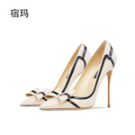 Real Leather 2022 Newest Cinderella Shoes Butterfly-knot High Heels For Women Pumps Pointed toe Woman Party Wedding Shoes 6cm 33