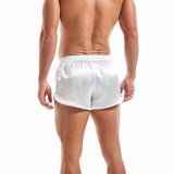 Satin Underwear Boxers Men&#39;s Sexy Boxer Briefs Smooth Silk Pajamas Shorts Loose Split Man Lounge Boxershorts Home Sleep Bottoms