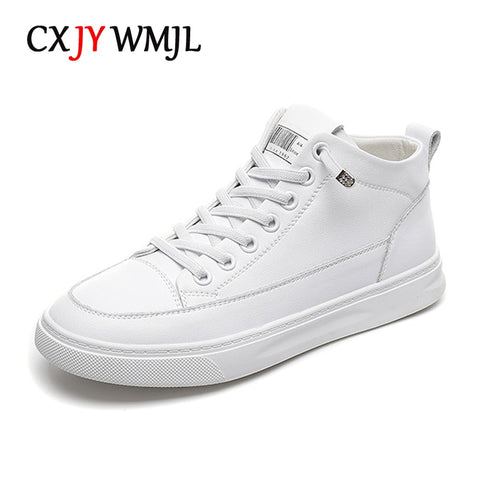 CXJYWMJL Genuine Leather Women Sneakers Autumn High Gang Vulcanized Shoes Fashion Ladies Sports Casual Little White Shoe Cowhide