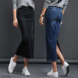 Classic Denim Skirt Women 2022 Long Jean Skirt High Waist Pencil Skirt Ladies Stretch Black Blue Faldas Largas Jupe Longue Femme