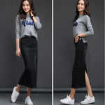 Classic Denim Skirt Women 2022 Long Jean Skirt High Waist Pencil Skirt Ladies Stretch Black Blue Faldas Largas Jupe Longue Femme