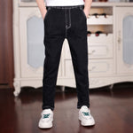 Jeans For Boys Teenagers Oversized Clothes 2023 Spring New Casual Solid Elastic Waist Cotton Children&#39;S Pants High Quality