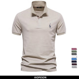 AIOPESON Brand Men&#39;s Polo Shirts Cotton Polo Shirts for Men Short Sleeve High Quantity Solid Polo Men New Summer Clothing