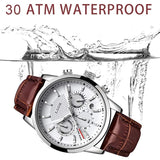 Watches Mens 2023 Top Brand Luxury Casual Leather Quartz Men Watch Man Business Clock Male Sport Waterproof Date Chronograph