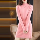 Autumn and Winter 2022 Long Women&#39;s Sweater 100% Mink Cashmere High Neck Knitted Pullover Korean Fashion Soft Women&#39;s Top