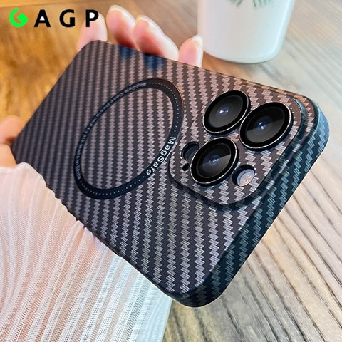 Carbon Fiber for iphone 12 13 14 pro Max Case Magsafe Magnetic Wireless Charging Case For iPhone 13 12 Pro Max 14Plus Hard Cover