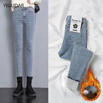 Jeans for Women mom Jeans blue gray black Woman High Elastic  40 Stretch Jeans female washed denim skinny pencil pants