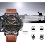 Mens Watches To Luxury Brand Men Leather Sports Watches NAVIFORCE Men&#39;s Quartz LED Digital Clock Waterproof Military Wrist Watch