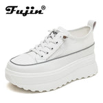 Fujin 7cm Genuine Leather Women Casual Shoes 7cm Platform Wedge Female Women Fashion Sneakers Chunky Spring Autumn Shoes Summer