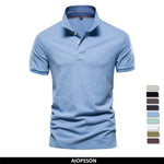 AIOPESON New Cotton Men&#39;s Polos Solid Color Classic Polo Shirt Men Short Sleeve Top Quality Casual Business Social Polo Men
