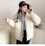 2022 Winter Down Cotton Jacket Women Zipper Loose Padded Coat Female Solid Thickening Warm Puffer Parkas Jackets Black White