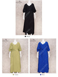 2023 Solid Blue Plus Size Long Kaftan Casual V-neck Robe Summer Maxi Dress Woman Clothing Beach Wear Swim Suit Cover Up Q1384