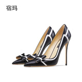 Real Leather 2022 Newest Cinderella Shoes Butterfly-knot High Heels For Women Pumps Pointed toe Woman Party Wedding Shoes 6cm 33