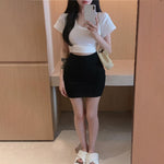 Elasticity Black One-step Skirt Women Summer High Waist Tight Sexy Hot Girl Bag Hip Black Short Skirt Night Club Mini Skirt