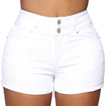 Liooil Cotton Stretchy High Waist Jean Shorts Woman Summer 2022 Casual Sweat With Pocket Zipper White Black Cuffed Denim Shorts