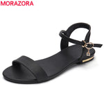 MORAZORA Plus size 34-46 New genuine leather sandals women shoes fashion flat sandals cow leather summer rhinestone ladies shoes