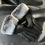 Real Sheepskin Rex Rabbit Fur Gloves Women&#39;s Genuine Leather Glove Winter Warm Fashion Style Natural Fluffy Fur Mittens