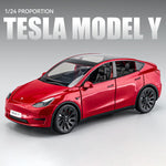 1:24 Tesla Roadster Model Y Model 3 Alloy Toy Car Model Wheel Steering Sound and Light Children&#39;s Toy Collectibles Birthday gift