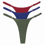 3Pcs/Set Sexy Women&#39;s Panties Low Waist Cotton G-string Thong Panties Women&#39;s Solid Color Metal T-pants Panties S-XL Lingerie