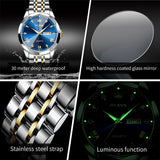 OLEVS Men&#39;s Watches Rhombus Mirror Original Quartz Watch for Man Waterproof Luminous Stainless Steel Wristwatch Male Date Week