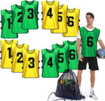 Sports Pinnies-Numbered Practice Vest Pennies for Soccer Basketball Jersey Bibs -Set of 12/Youth Adults Team