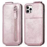 Flip Up Down Zipper Wallet Leather Cover For iPhone 13 12 11 Pro XR XS X Max 7 8 Plus 6 6S SE 2020 Card Stand Case